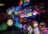 Colorful Christmas lanterns on display at a store