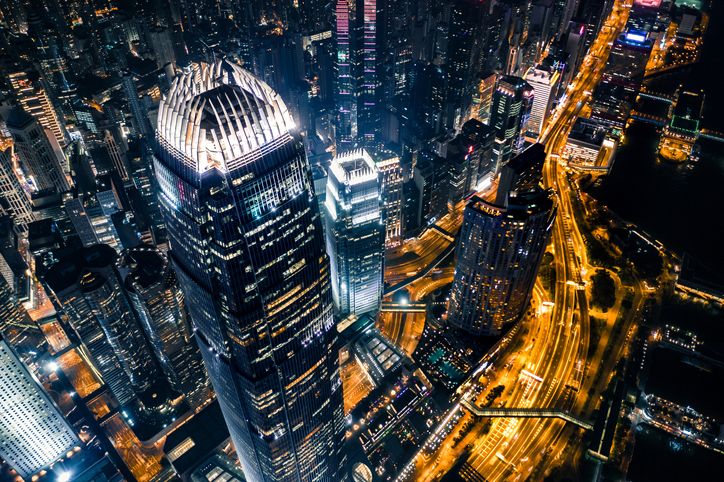 View of the Hong Kong at night