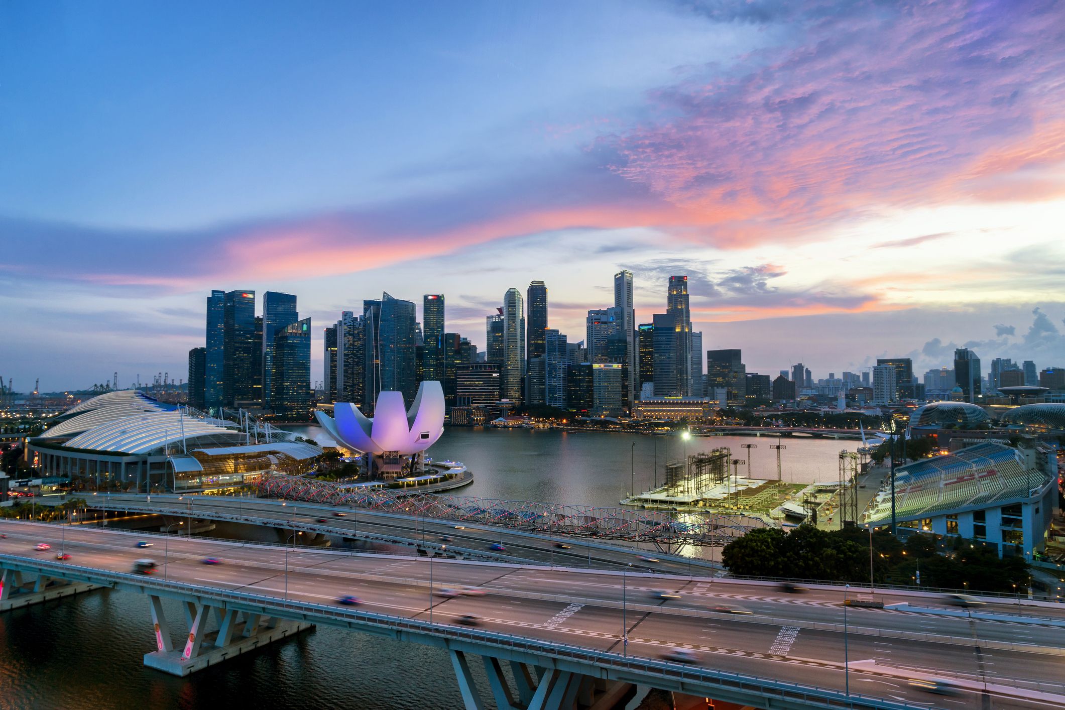 Singapore skyline at dusk