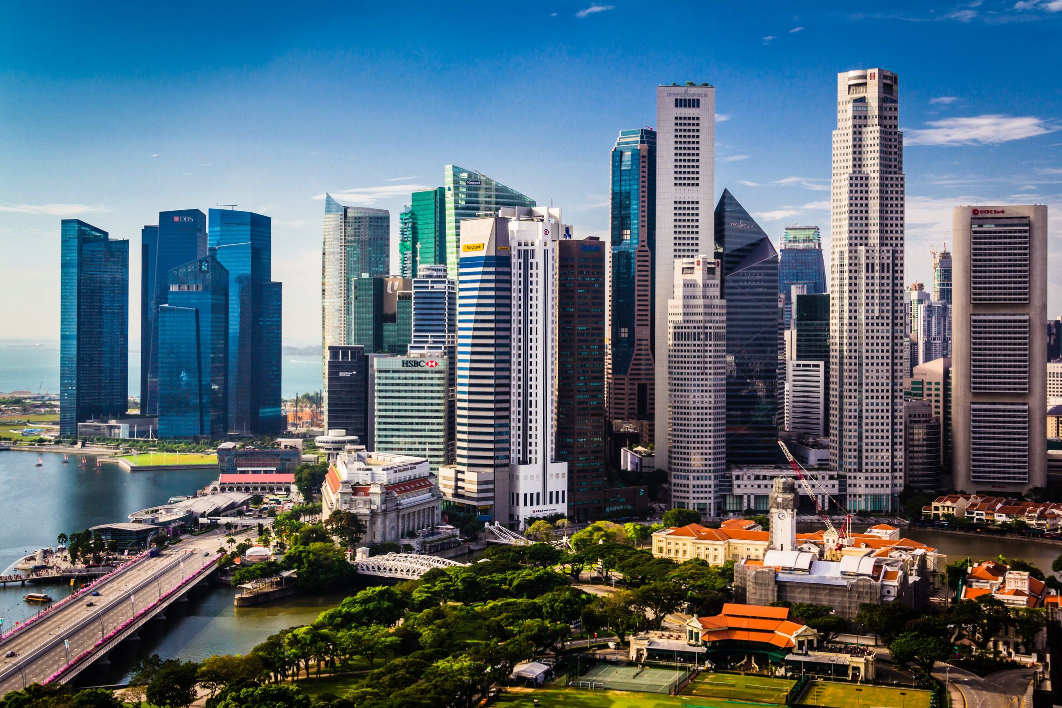 Singapore Downtown Skyline. Daytime City View.