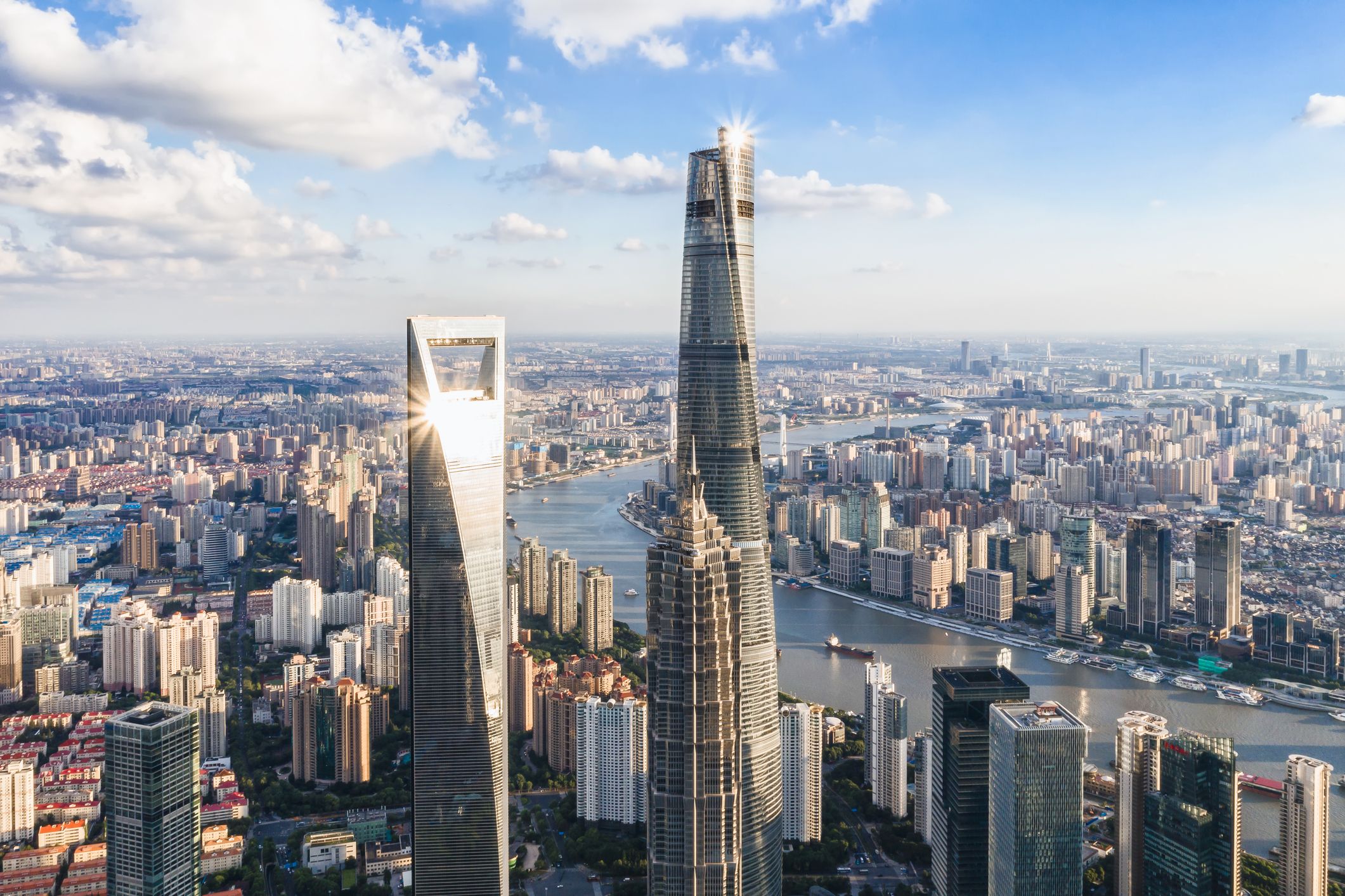 Aerial view of Shanghai skyscrapers