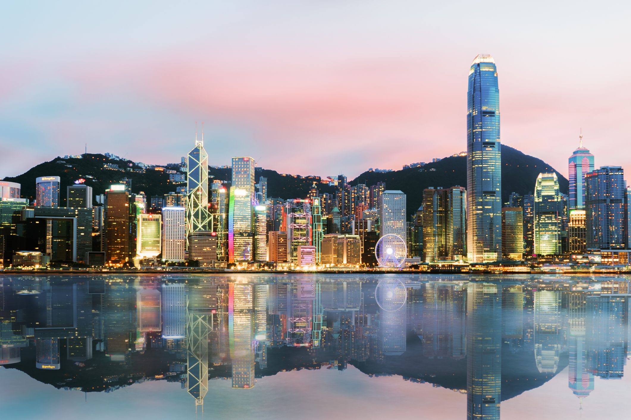 Beautiful Hong Kong, China skyline from across Victoria Harbor.s