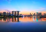 Singapore Night Skyline (After Sunset) at the Marina Bay