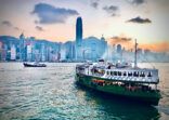 Sunset and the Star Ferry in Victoria Harbour, HongKong