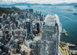 Drone view of Hong Kong city