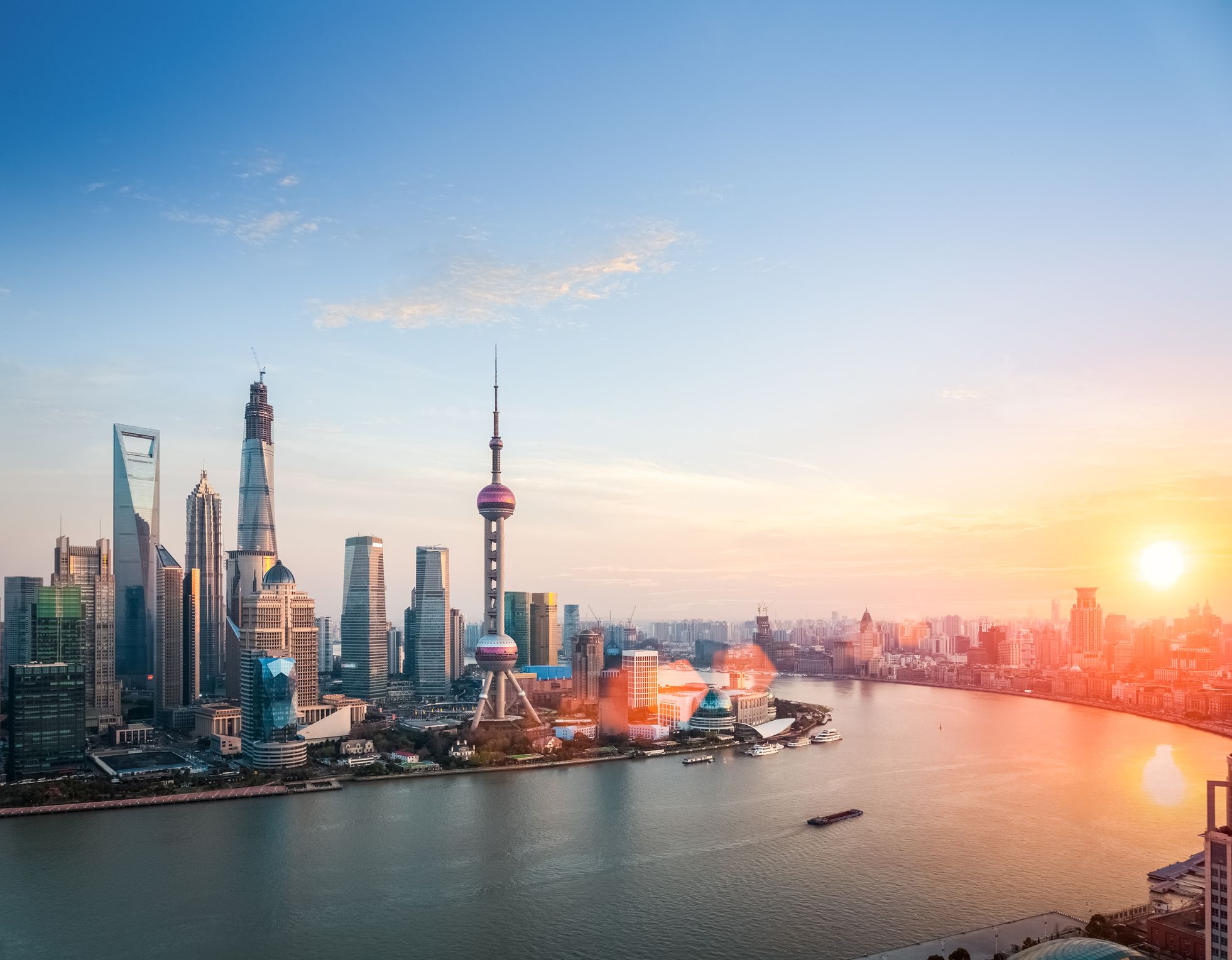 beautiful shanghai  in sunset