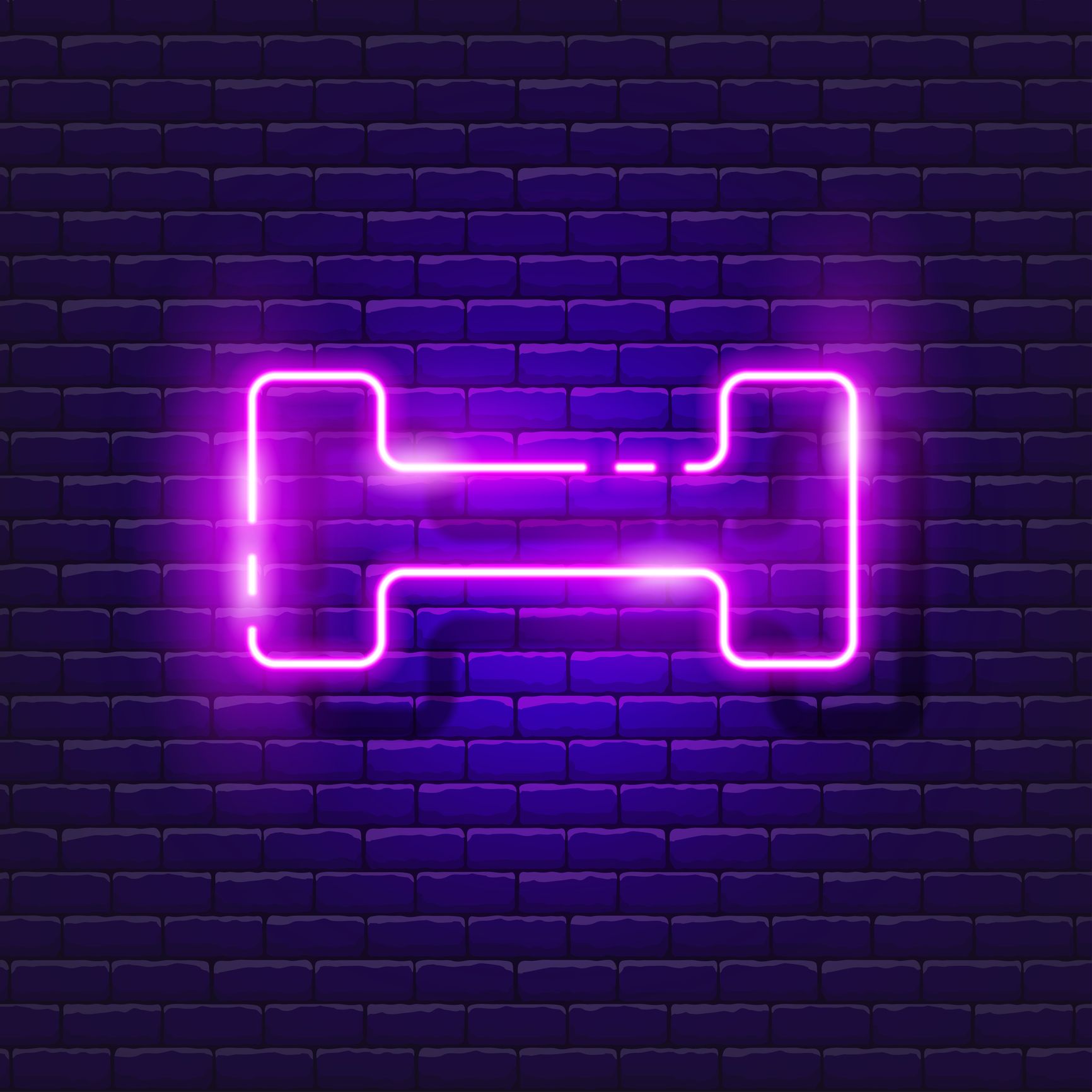 Dumbbells neon icon. Vector illustration for design. Sports concept. Gym sign. Fitness at home online.