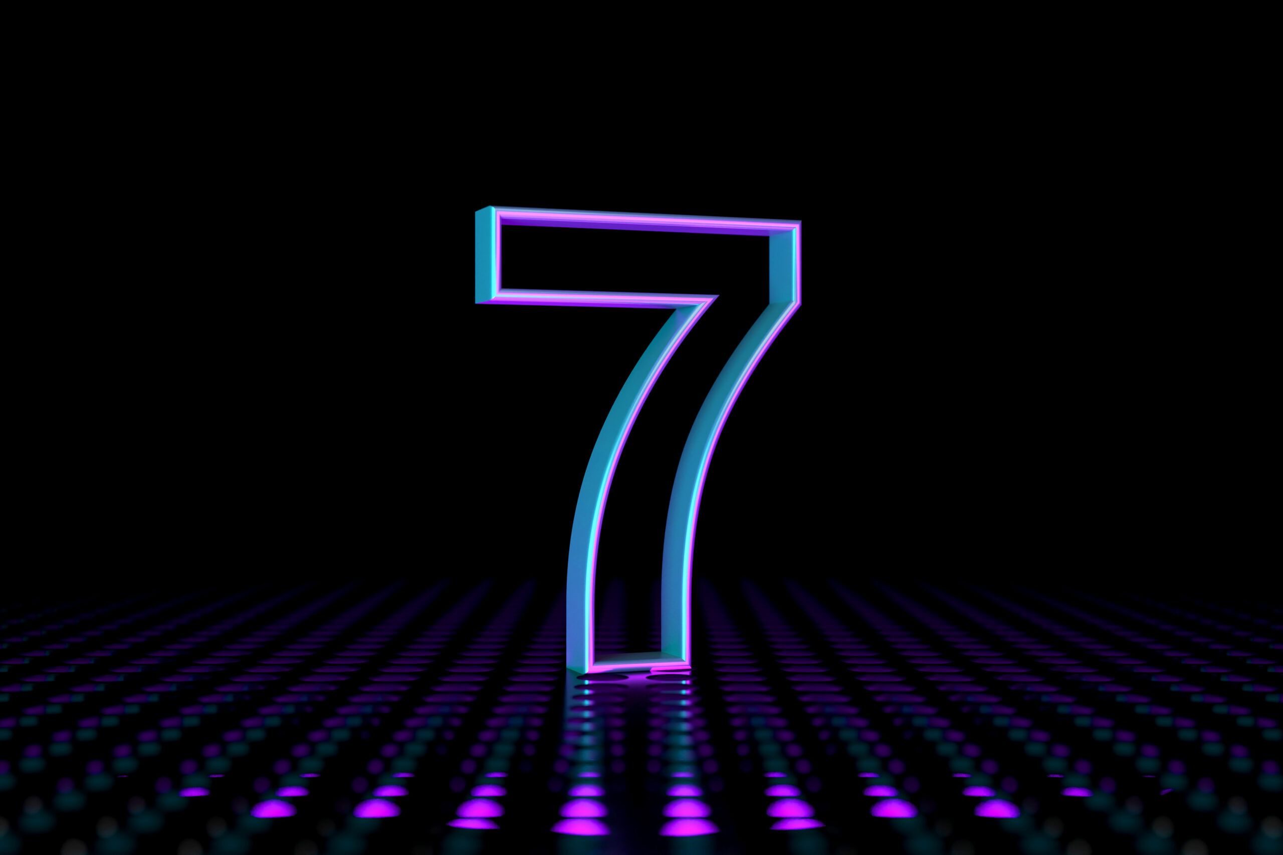 Neon colored NUMBER 7