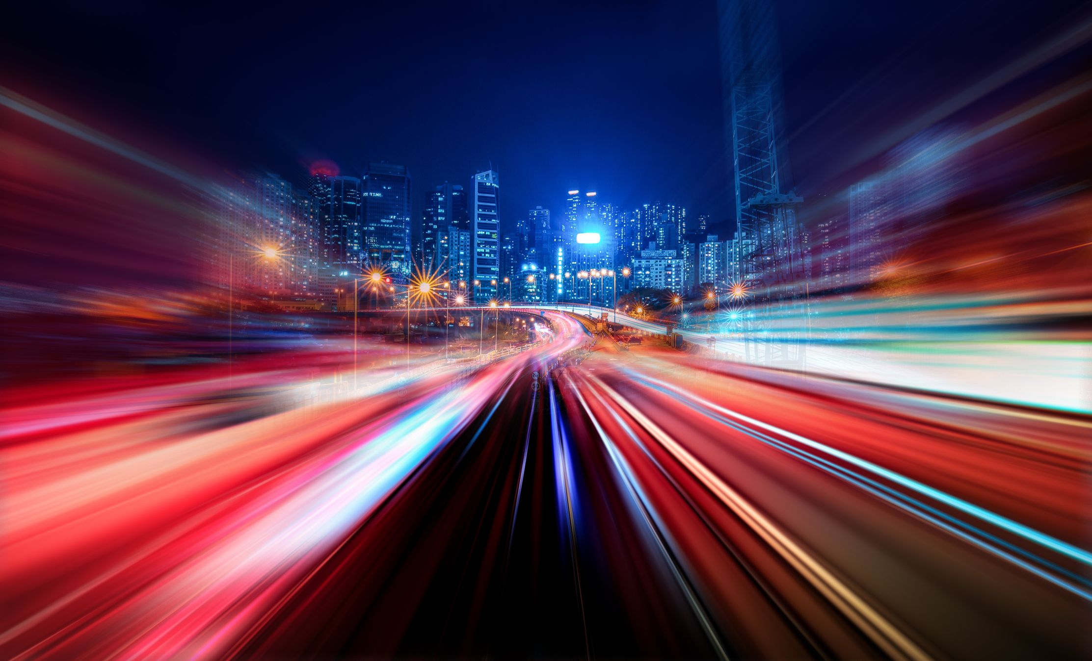 Motion Speed Light Tail with Night City Background