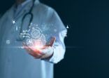 Medical technology, doctor use AI robots for diagnosis, care, and increasing accuracy patient treatment in future. Medical research and development innovation technology to improve patient health.